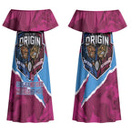 QLD Maroons and NSW Blues Personalised Couples Matching Off Shoulder Maxi Dress and Long Sleeve Button Shirt Cockroaches Cane Toads Together LT14