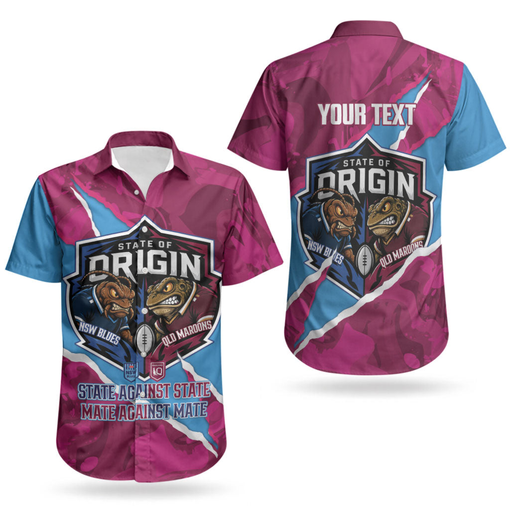 QLD Maroons and NSW Blues Personalised Couples Matching Off Shoulder Short Dress and Hawaiian Shirt Cockroaches Cane Toads Together LT14