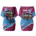 QLD Maroons and NSW Blues Personalised Couples Matching Off Shoulder Short Dress and Long Sleeve Button Shirt Cockroaches Cane Toads Together LT14