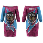 QLD Maroons and NSW Blues Personalised Couples Matching Off The Shoulder Long Sleeve Dress and Long Sleeve Button Shirt Cockroaches Cane Toads Together LT14