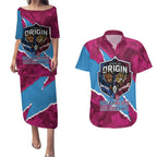 QLD Maroons and NSW Blues Personalised Couples Matching Puletasi and Hawaiian Shirt Cockroaches Cane Toads Together