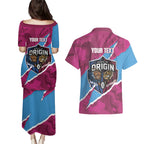 QLD Maroons and NSW Blues Personalised Couples Matching Puletasi and Hawaiian Shirt Cockroaches Cane Toads Together