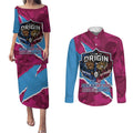 QLD Maroons and NSW Blues Personalised Couples Matching Puletasi and Long Sleeve Button Shirt Cockroaches Cane Toads Together