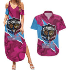 QLD Maroons and NSW Blues Personalised Couples Matching Summer Maxi Dress and Hawaiian Shirt Cockroaches Cane Toads Together