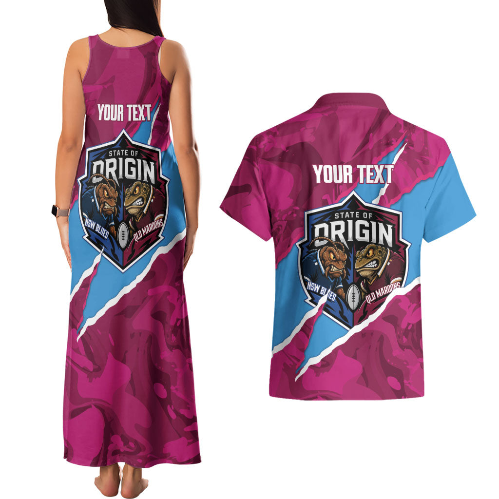 QLD Maroons and NSW Blues Personalised Couples Matching Tank Maxi Dress and Hawaiian Shirt Cockroaches Cane Toads Together