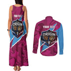 QLD Maroons and NSW Blues Personalised Couples Matching Tank Maxi Dress and Long Sleeve Button Shirt Cockroaches Cane Toads Together