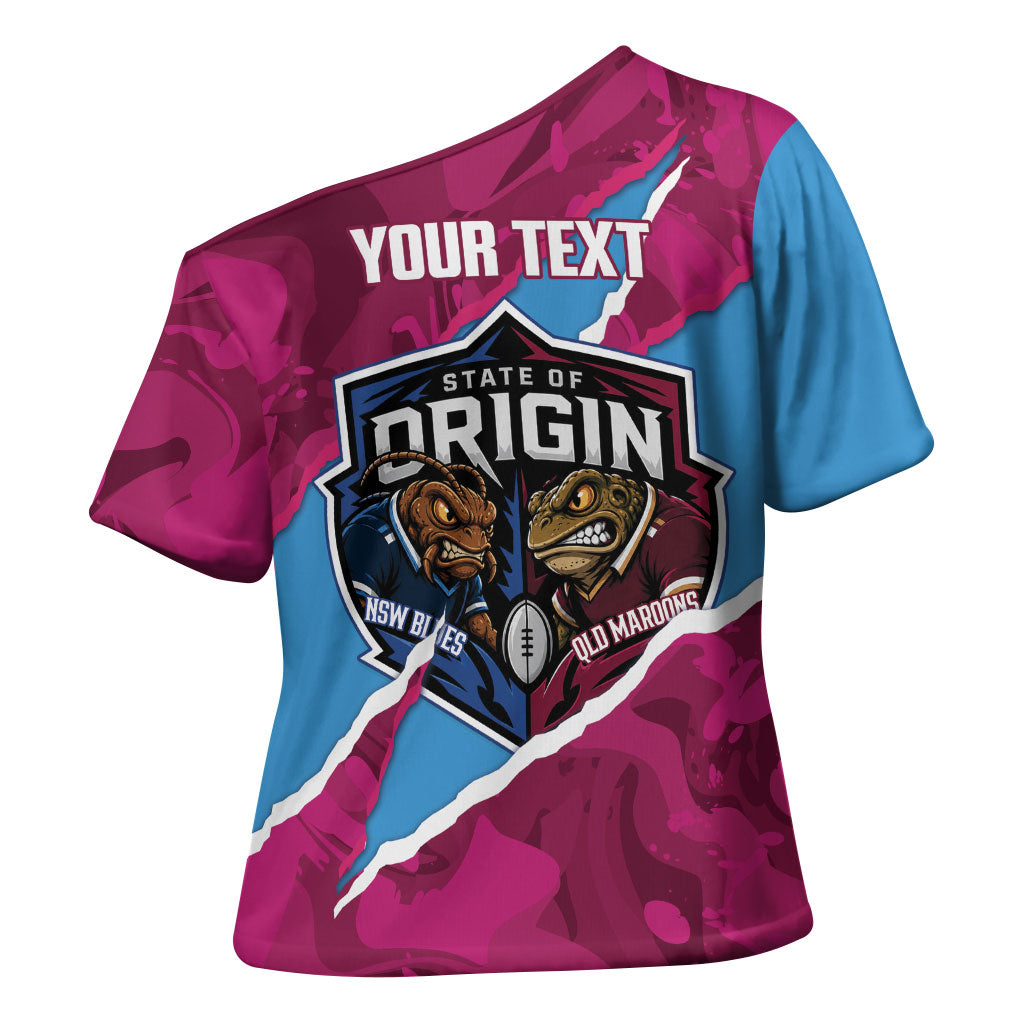 QLD Maroons and NSW Blues Personalised Cross Shoulder Shirt Cockroaches Cane Toads Together
