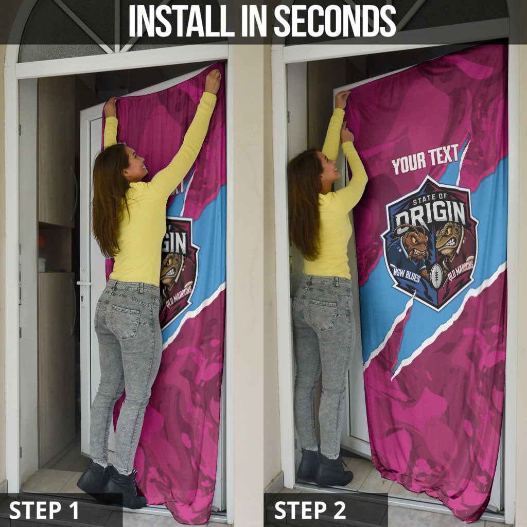 QLD Maroons and NSW Blues Personalised Door Cover Cockroaches Cane Toads Together