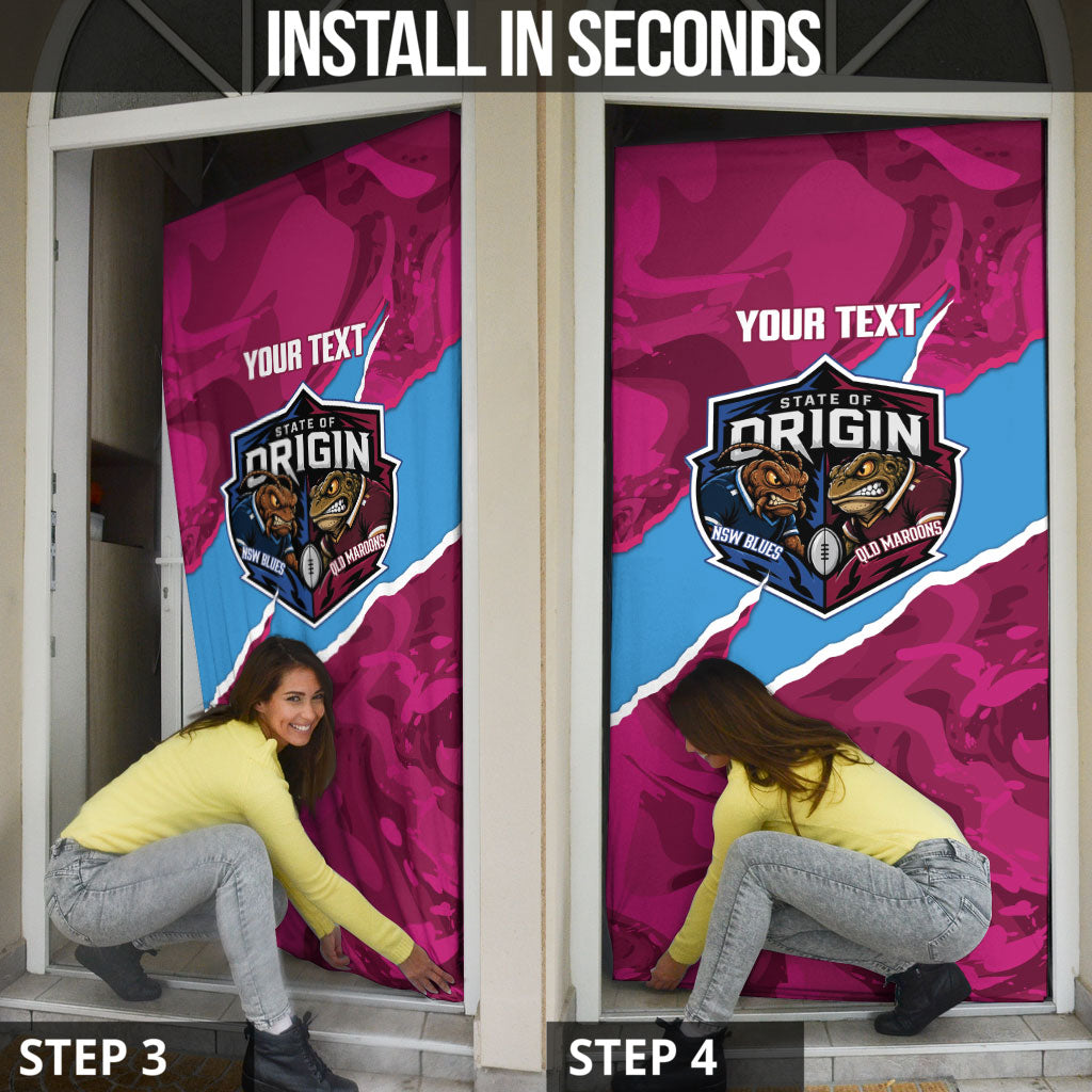 QLD Maroons and NSW Blues Personalised Door Cover Cockroaches Cane Toads Together