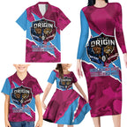QLD Maroons and NSW Blues Personalised Family Matching Long Sleeve Bodycon Dress and Hawaiian Shirt Cockroaches Cane Toads Together
