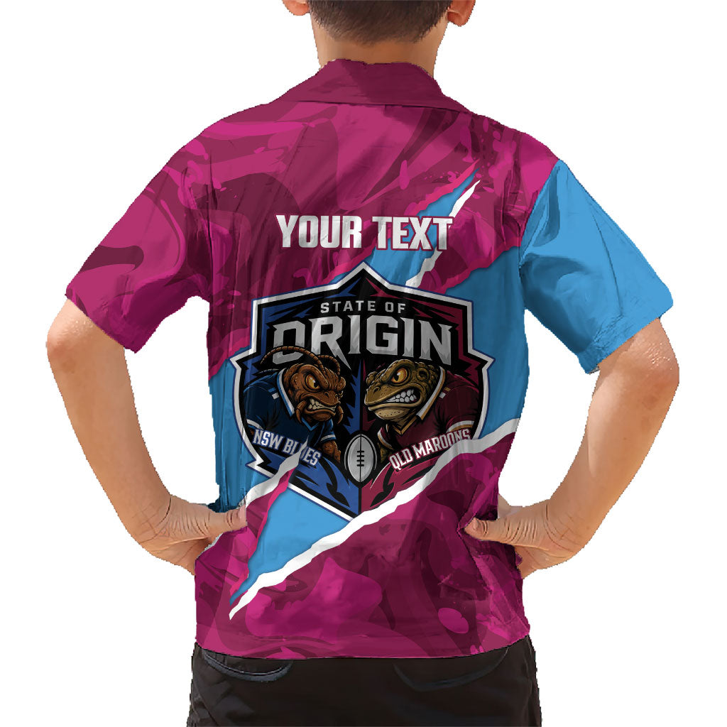 QLD Maroons and NSW Blues Personalised Family Matching Long Sleeve Bodycon Dress and Hawaiian Shirt Cockroaches Cane Toads Together