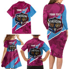 QLD Maroons and NSW Blues Personalised Family Matching Long Sleeve Bodycon Dress and Hawaiian Shirt Cockroaches Cane Toads Together