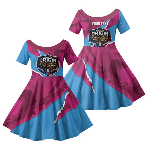 QLD Maroons and NSW Blues Personalised Family Matching Mermaid Dress and Hawaiian Shirt Cockroaches Cane Toads Together