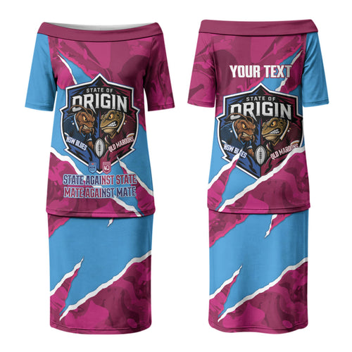 QLD Maroons and NSW Blues Personalised Family Matching Puletasi and Hawaiian Shirt Cockroaches Cane Toads Together