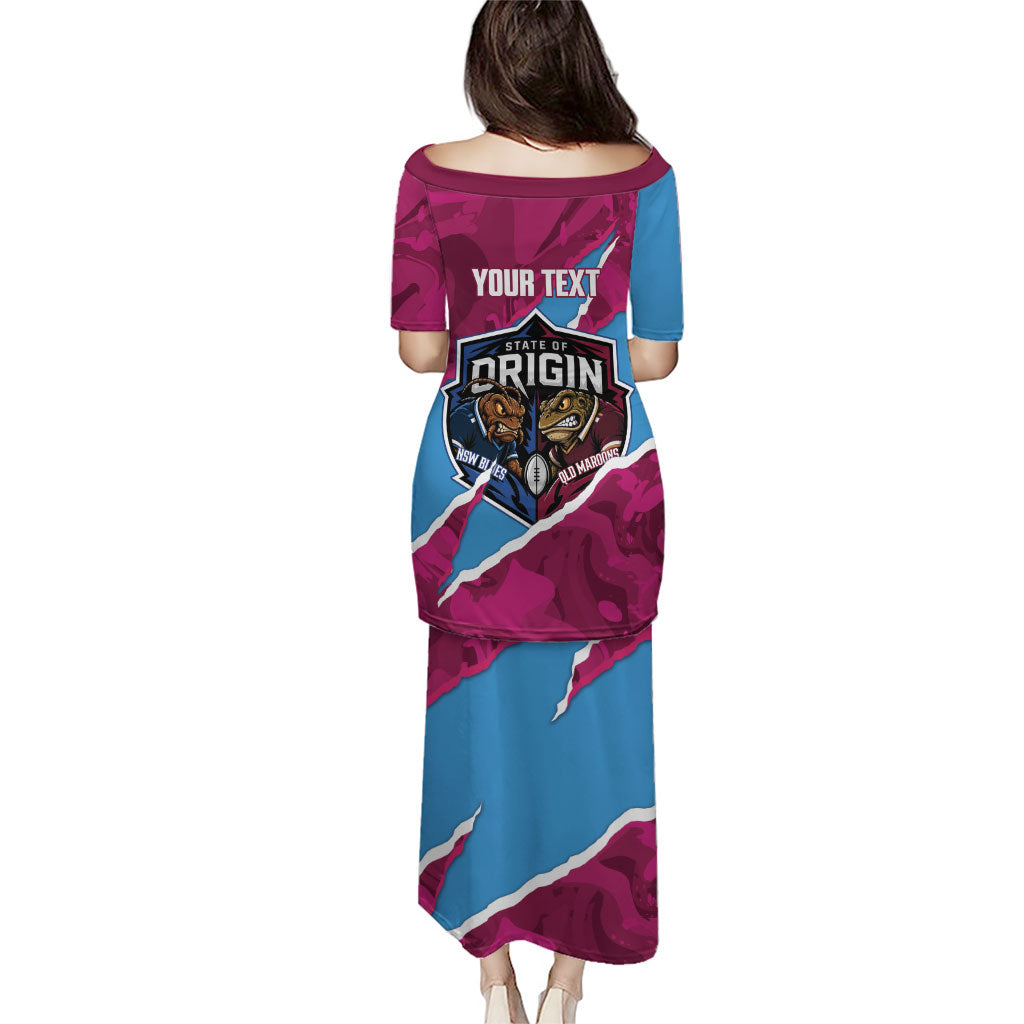 QLD Maroons and NSW Blues Personalised Family Matching Puletasi and Hawaiian Shirt Cockroaches Cane Toads Together