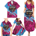 QLD Maroons and NSW Blues Personalised Family Matching Summer Maxi Dress and Hawaiian Shirt Cockroaches Cane Toads Together