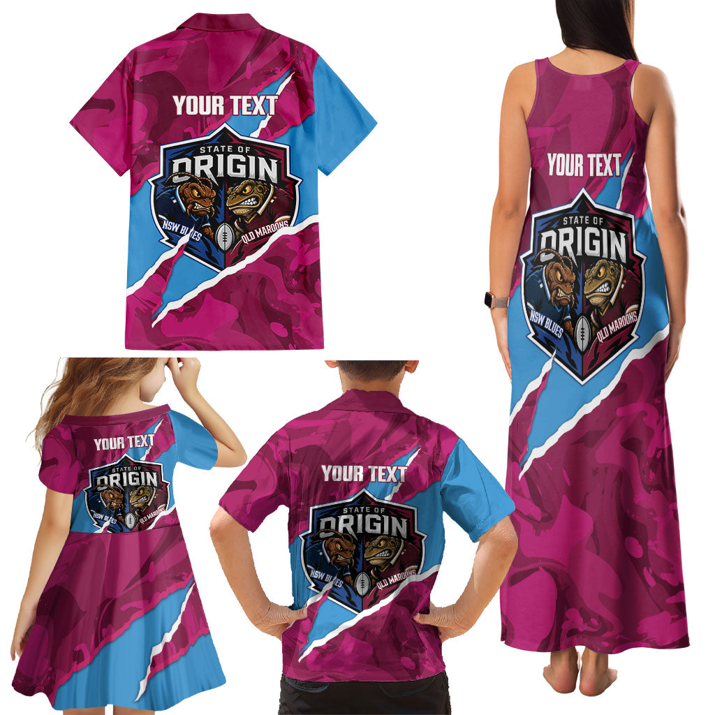 QLD Maroons and NSW Blues Personalised Family Matching Tank Maxi Dress and Hawaiian Shirt Cockroaches Cane Toads Together
