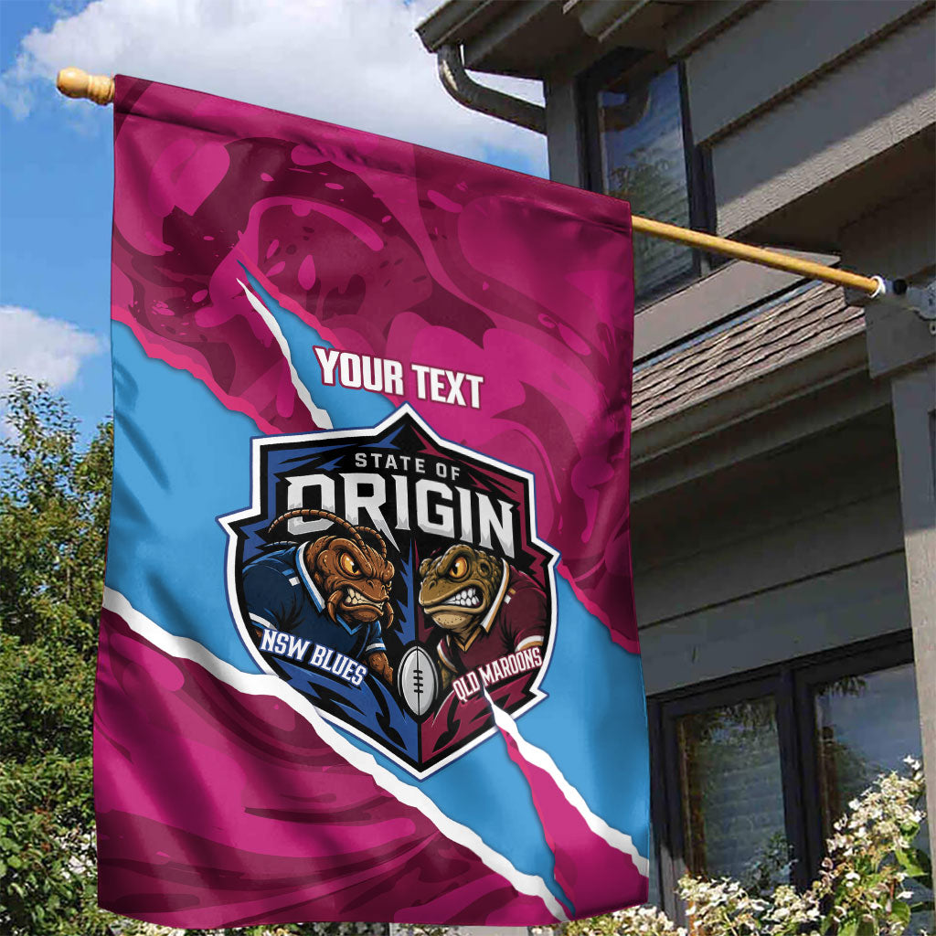 QLD Maroons and NSW Blues Personalised Garden Flag Cockroaches Cane Toads Together