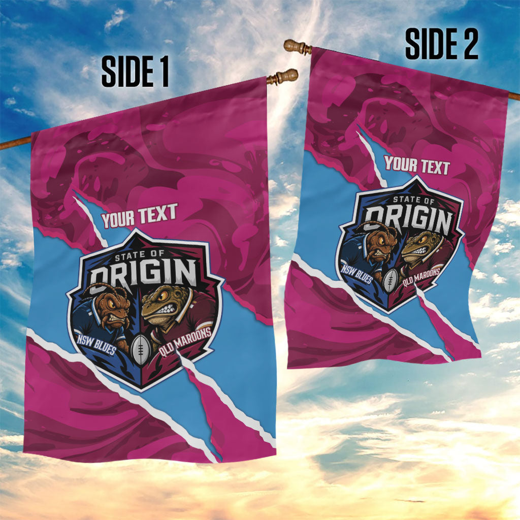QLD Maroons and NSW Blues Personalised Garden Flag Cockroaches Cane Toads Together