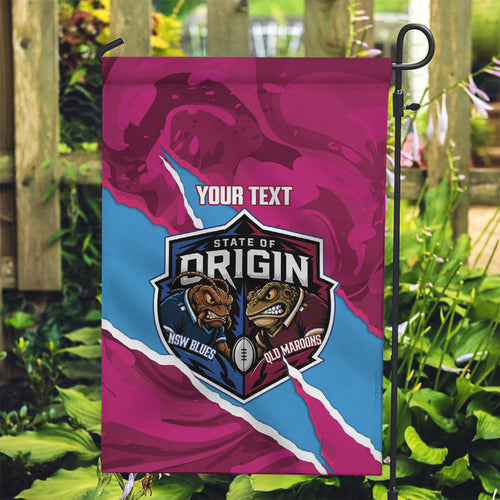 QLD Maroons and NSW Blues Personalised Garden Flag Cockroaches Cane Toads Together
