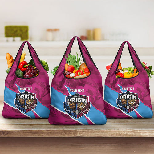 QLD Maroons and NSW Blues Personalised Grocery Bag Cockroaches Cane Toads Together