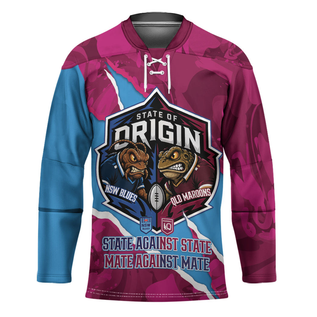 QLD Maroons and NSW Blues Personalised Hockey Jersey Cockroaches Cane Toads Together