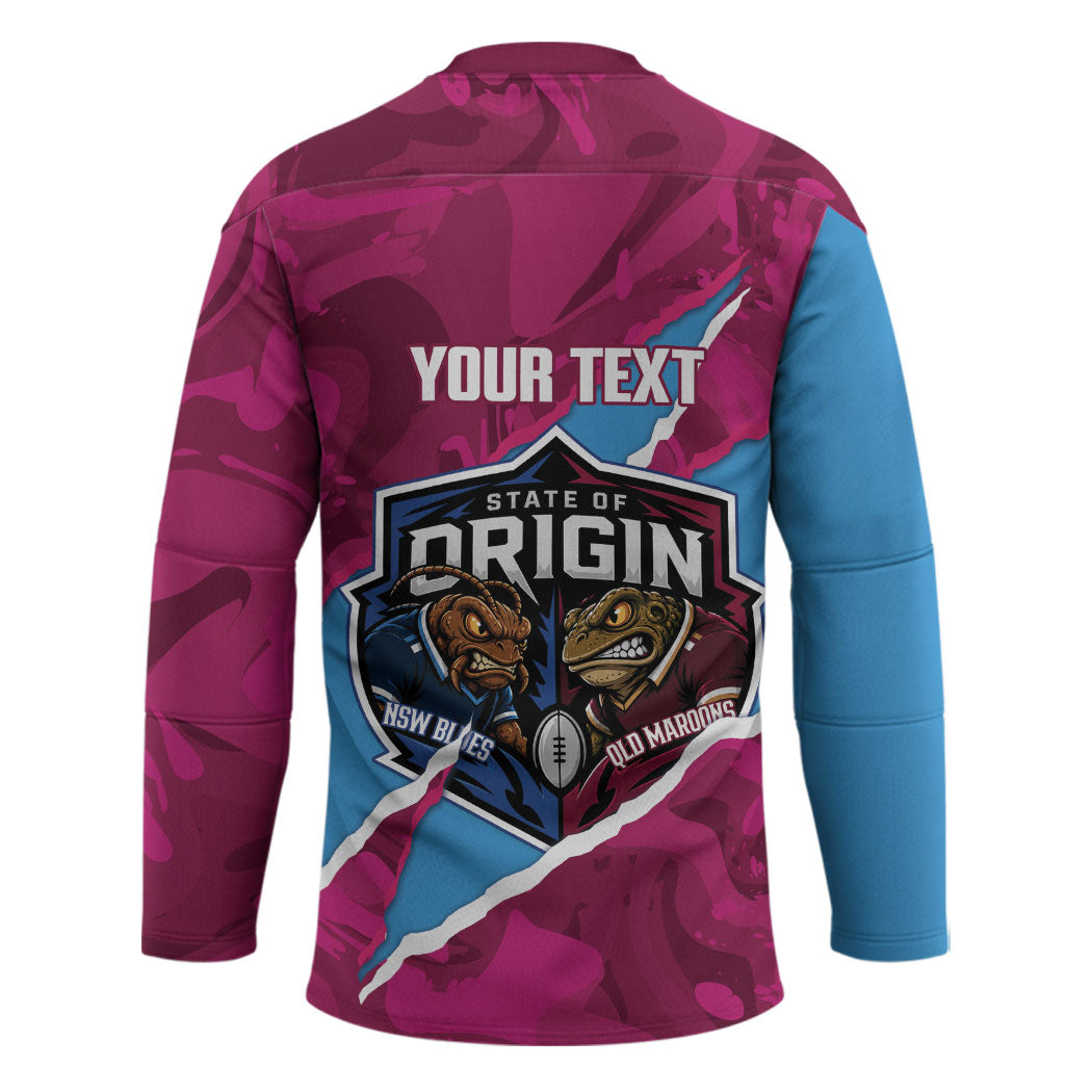 QLD Maroons and NSW Blues Personalised Hockey Jersey Cockroaches Cane Toads Together