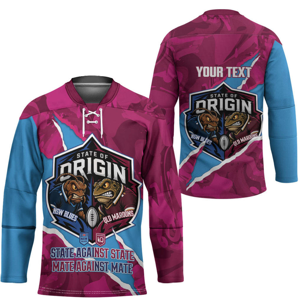 QLD Maroons and NSW Blues Personalised Hockey Jersey Cockroaches Cane Toads Together
