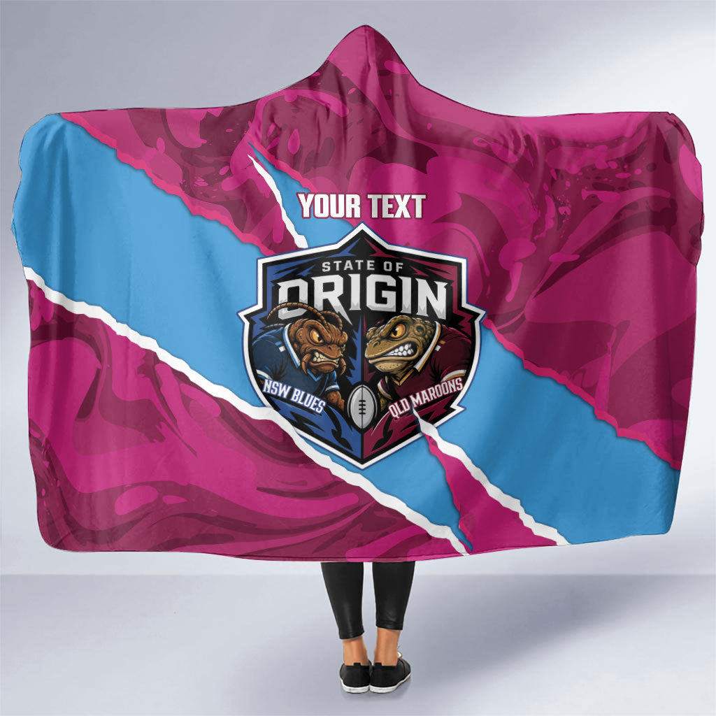 QLD Maroons and NSW Blues Personalised Hooded Blanket Cockroaches Cane Toads Together