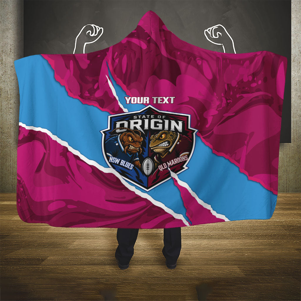 QLD Maroons and NSW Blues Personalised Hooded Blanket Cockroaches Cane Toads Together