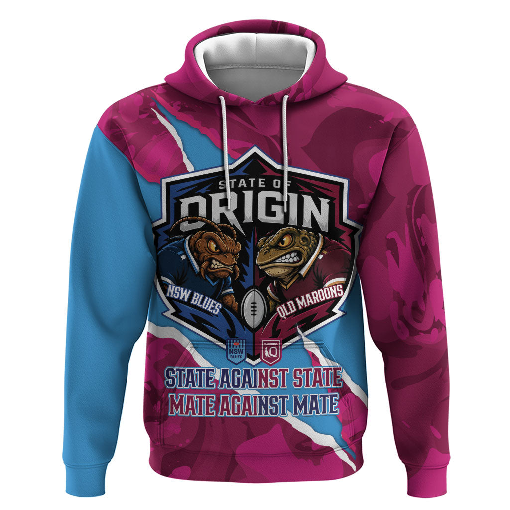 QLD Maroons and NSW Blues Personalised Hoodie Cockroaches Cane Toads Together