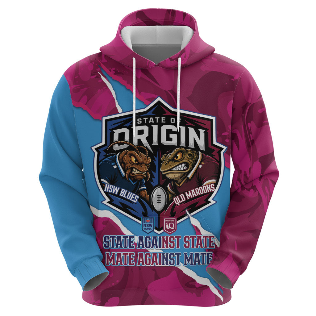 QLD Maroons and NSW Blues Personalised Hoodie Cockroaches Cane Toads Together