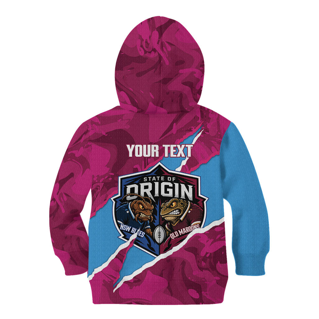 QLD Maroons and NSW Blues Personalised Kid Hoodie Cockroaches Cane Toads Together