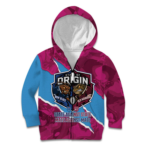 QLD Maroons and NSW Blues Personalised Kid Hoodie Cockroaches Cane Toads Together