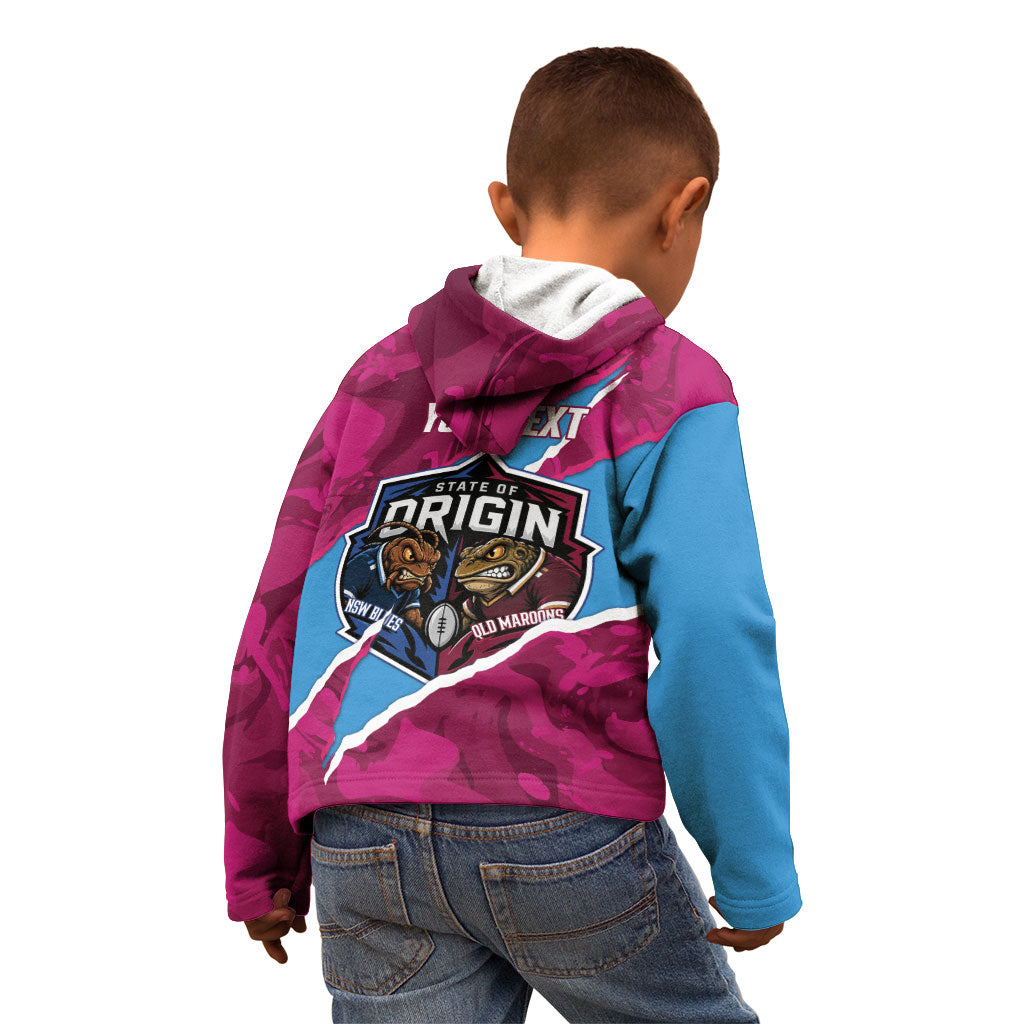 QLD Maroons and NSW Blues Personalised Kid Hoodie Cockroaches Cane Toads Together