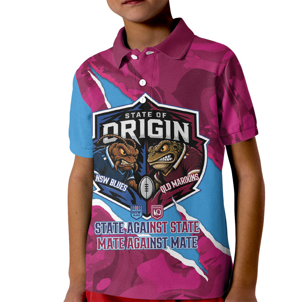 QLD Maroons and NSW Blues Personalised Kid Polo Shirt Cockroaches Cane Toads Together