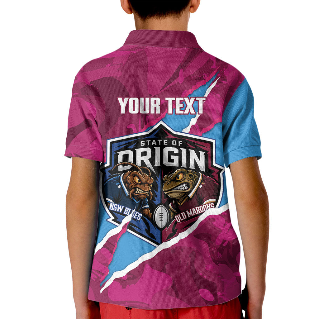 QLD Maroons and NSW Blues Personalised Kid Polo Shirt Cockroaches Cane Toads Together