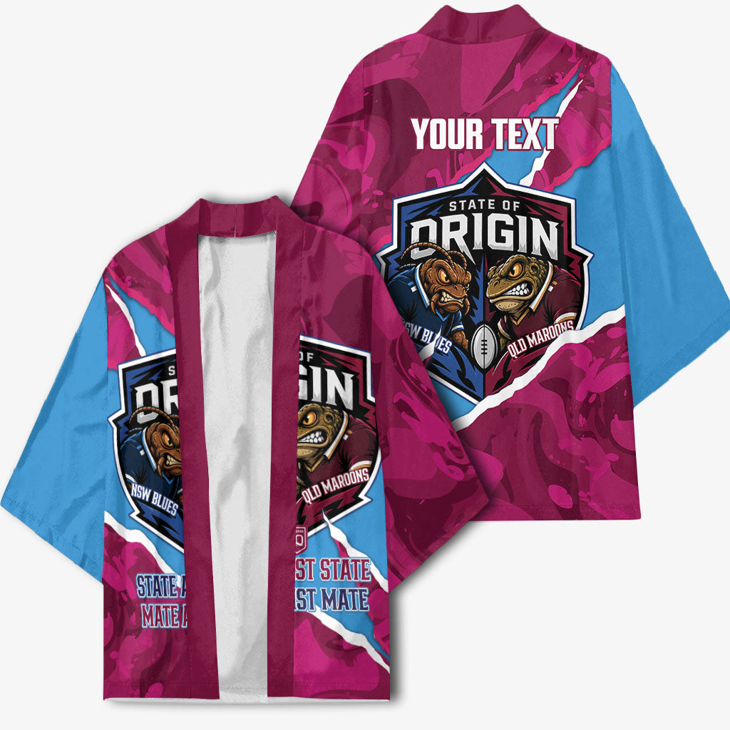 QLD Maroons and NSW Blues Personalised Kimono Cockroaches Cane Toads Together