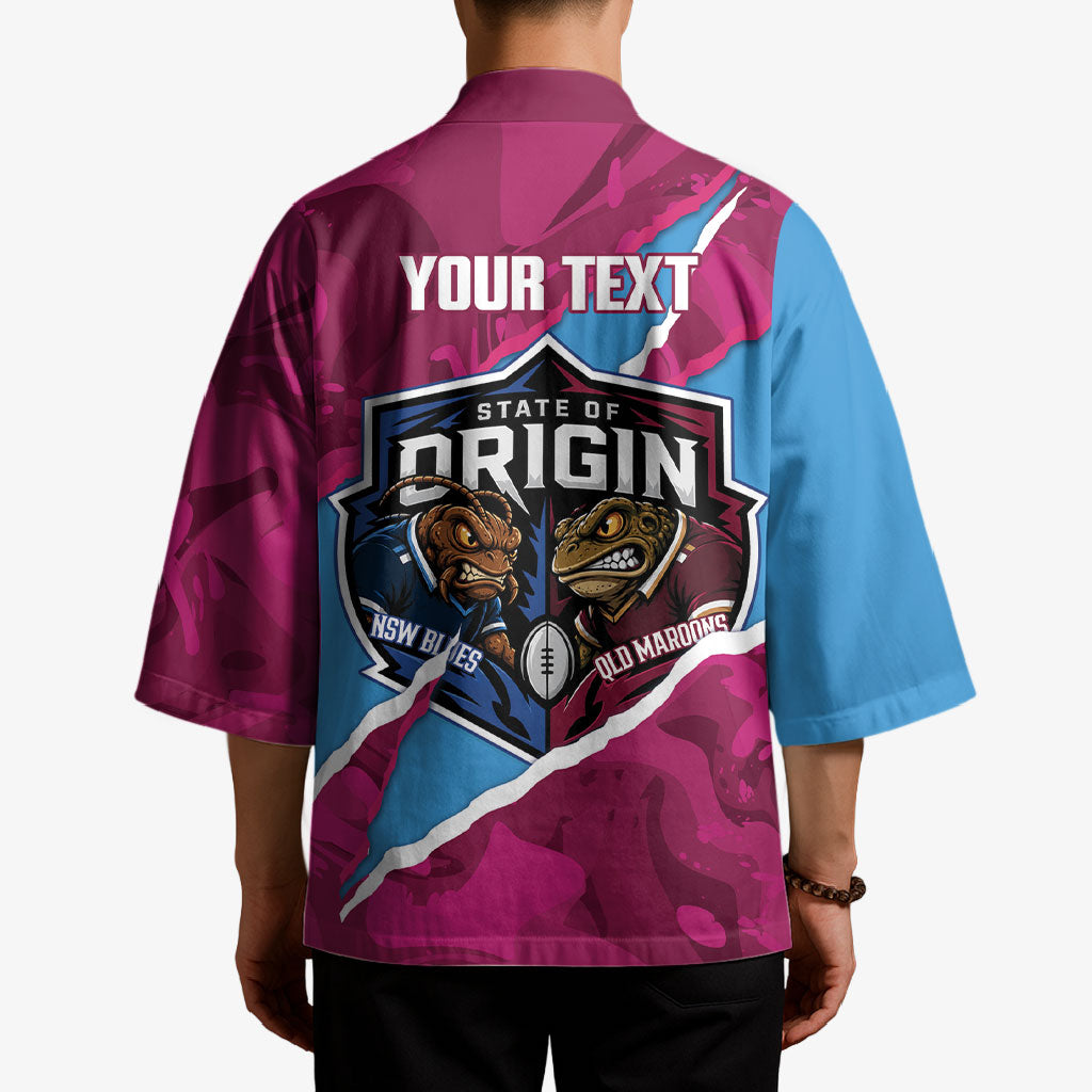 QLD Maroons and NSW Blues Personalised Kimono Cockroaches Cane Toads Together