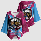 QLD Maroons and NSW Blues Personalised Kimono Sleeve Blouse Cockroaches Cane Toads Together