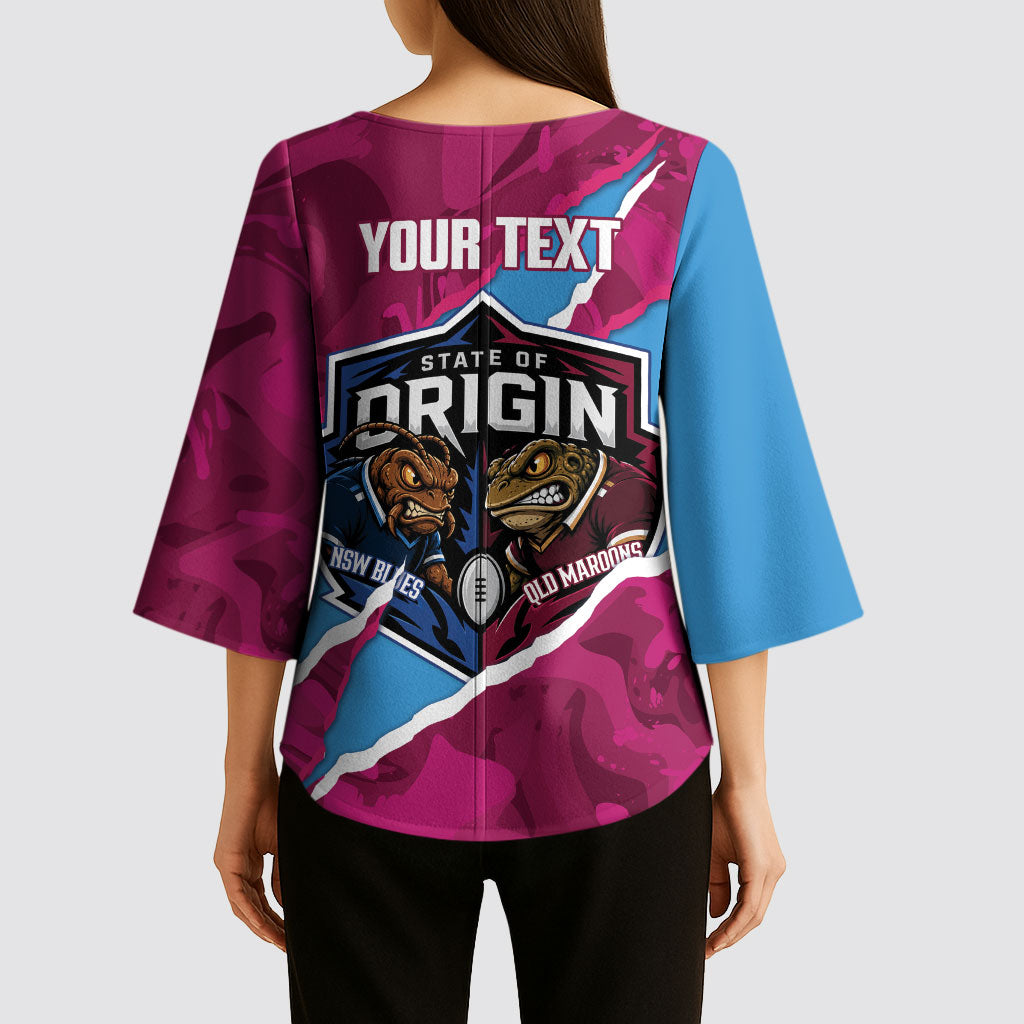 QLD Maroons and NSW Blues Personalised Kimono Sleeve Blouse Cockroaches Cane Toads Together