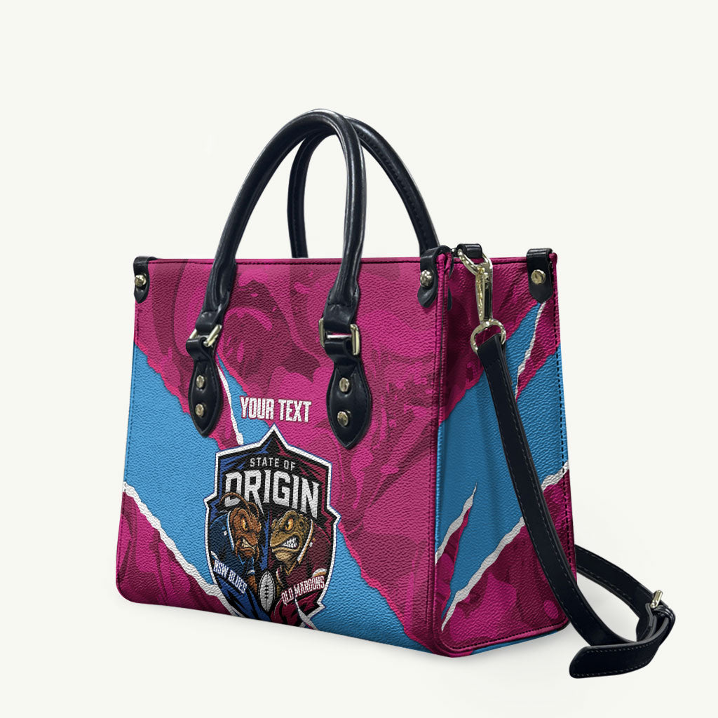 QLD Maroons and NSW Blues Personalised Leather Bag Cockroaches Cane Toads Together