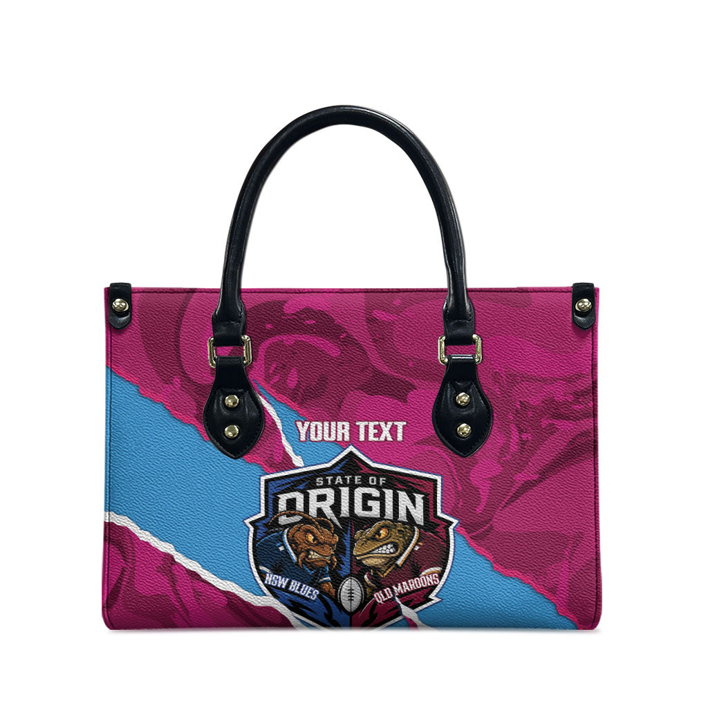 QLD Maroons and NSW Blues Personalised Leather Bag Cockroaches Cane Toads Together