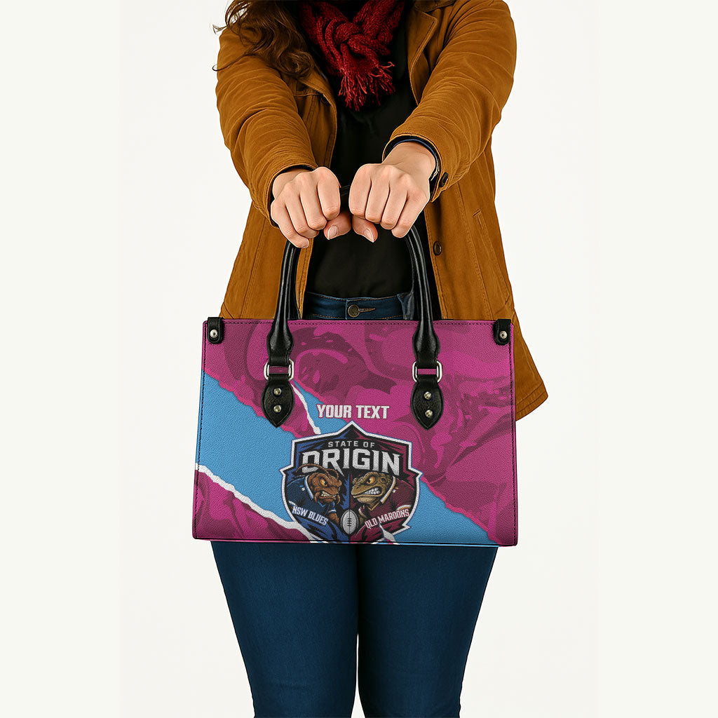 QLD Maroons and NSW Blues Personalised Leather Bag Cockroaches Cane Toads Together