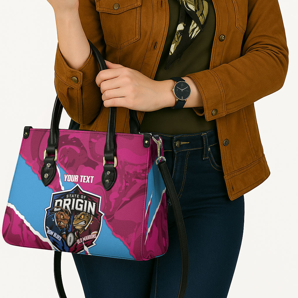 QLD Maroons and NSW Blues Personalised Leather Bag Cockroaches Cane Toads Together