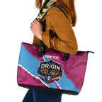 QLD Maroons and NSW Blues Personalised Leather Tote Bag Cockroaches Cane Toads Together