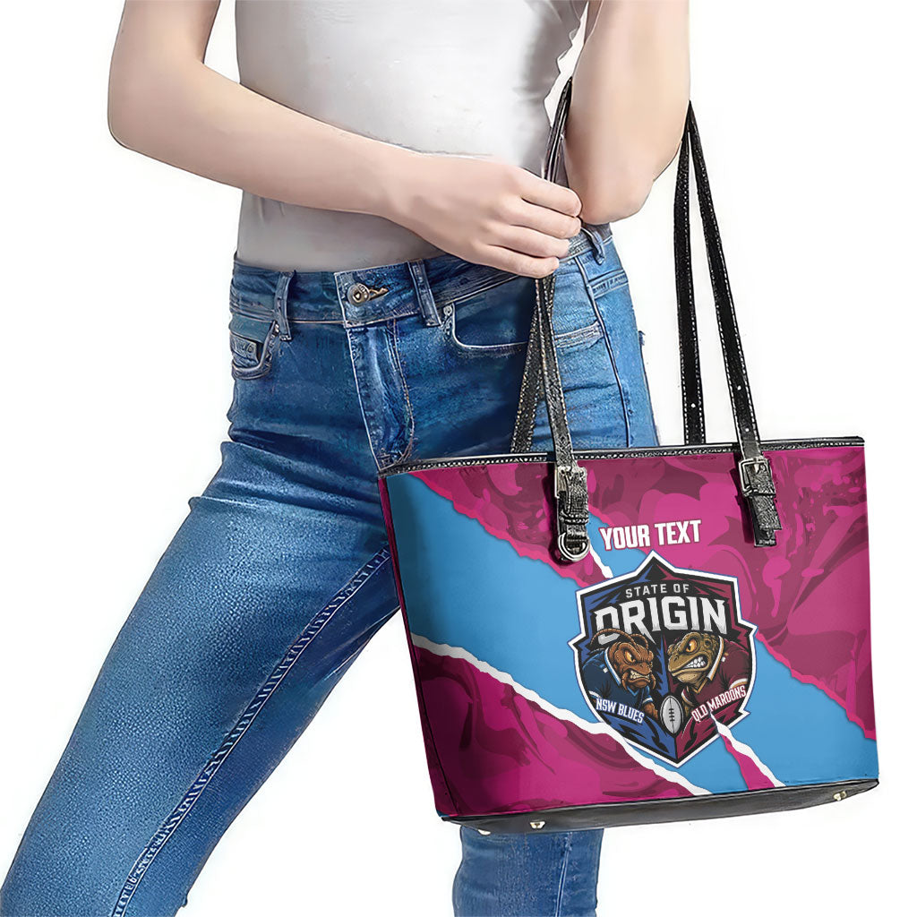 QLD Maroons and NSW Blues Personalised Leather Tote Bag Cockroaches Cane Toads Together