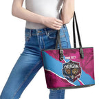 QLD Maroons and NSW Blues Personalised Leather Tote Bag Cockroaches Cane Toads Together