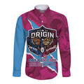 QLD Maroons and NSW Blues Personalised Long Sleeve Button Shirt Cockroaches Cane Toads Together