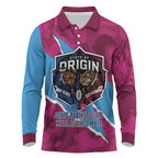 QLD Maroons and NSW Blues Personalised Long Sleeve Polo Shirt Cockroaches Cane Toads Together